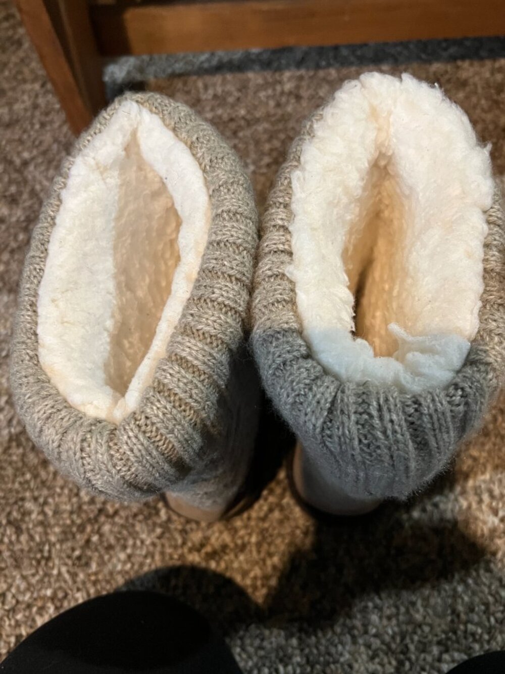 Muk Luks Oatmeal Sweater Knit Faux Suede Faux Fur Boots Size 8 - Picture 5 of 7